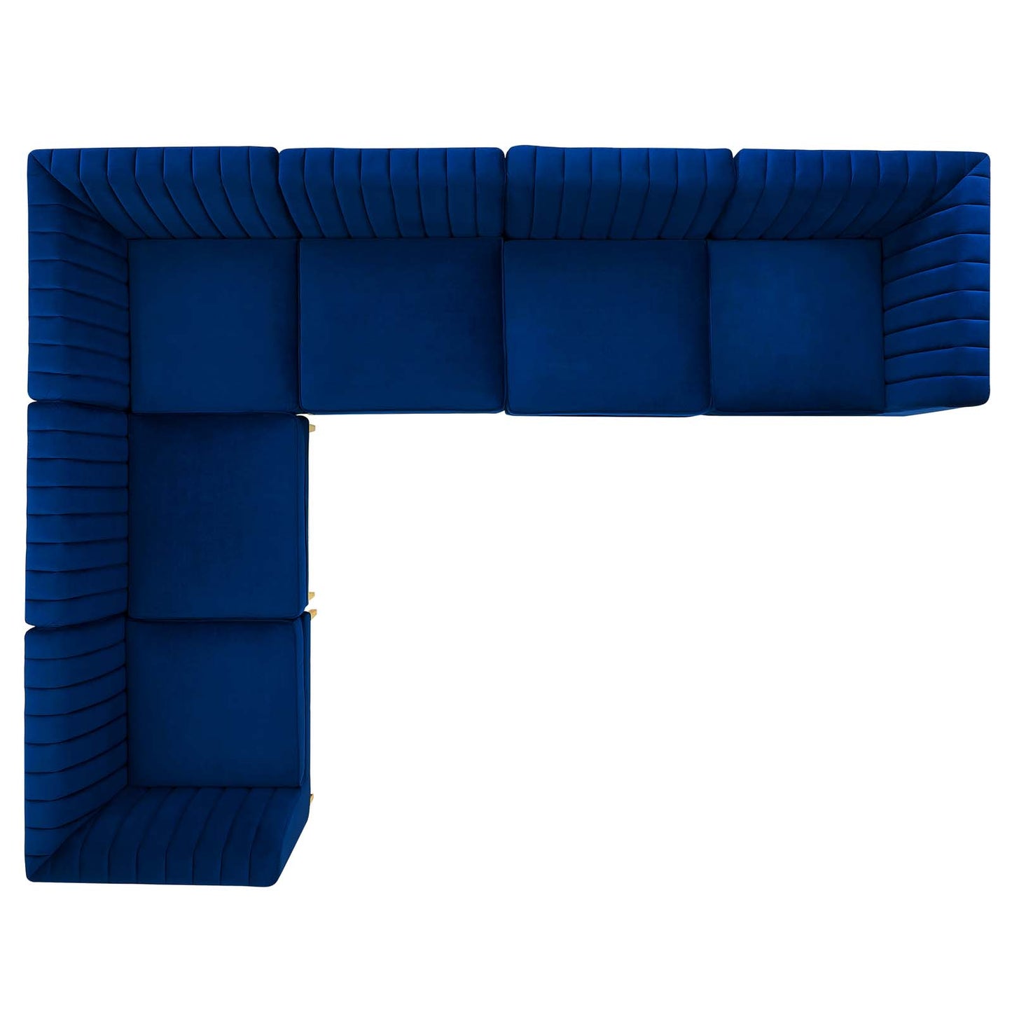 Triumph Channel Tufted Performance Velvet 6-Piece Sectional Sofa, Velvet, Blue Navy, 19816