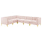 Triumph Channel Tufted Performance Velvet 6-Piece Sectional Sofa, Velvet, Pink, 19817