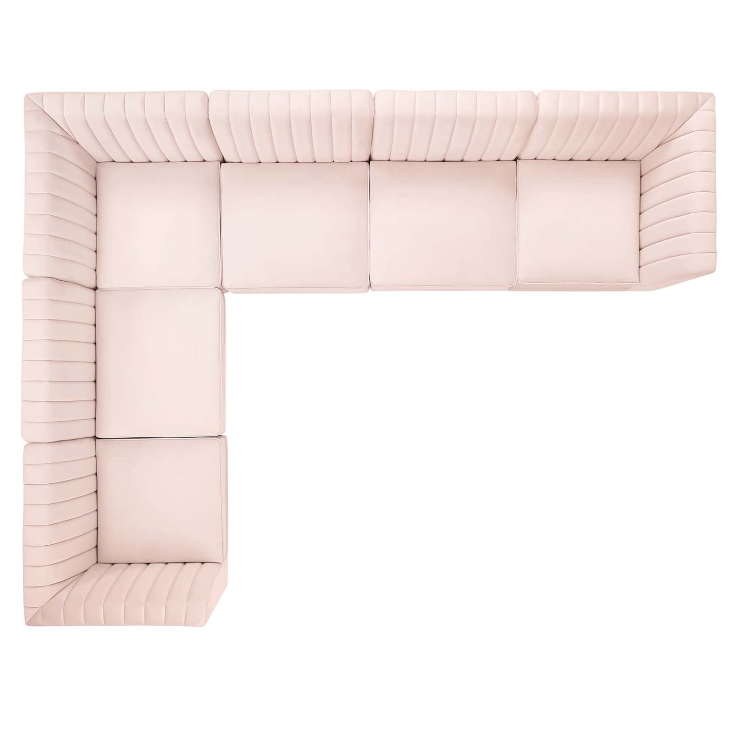 Triumph Channel Tufted Performance Velvet 6-Piece Sectional Sofa, Velvet, Pink, 19817