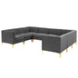 Triumph Channel Tufted Performance Velvet 8-Piece Sectional Sofa, Velvet, Grey Gray, 19818