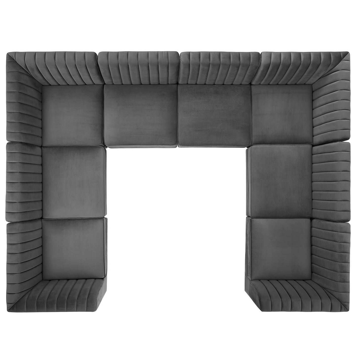 Triumph Channel Tufted Performance Velvet 8-Piece Sectional Sofa, Velvet, Grey Gray, 19818