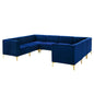 Triumph Channel Tufted Performance Velvet 8-Piece Sectional Sofa, Velvet, Blue Navy, 19819