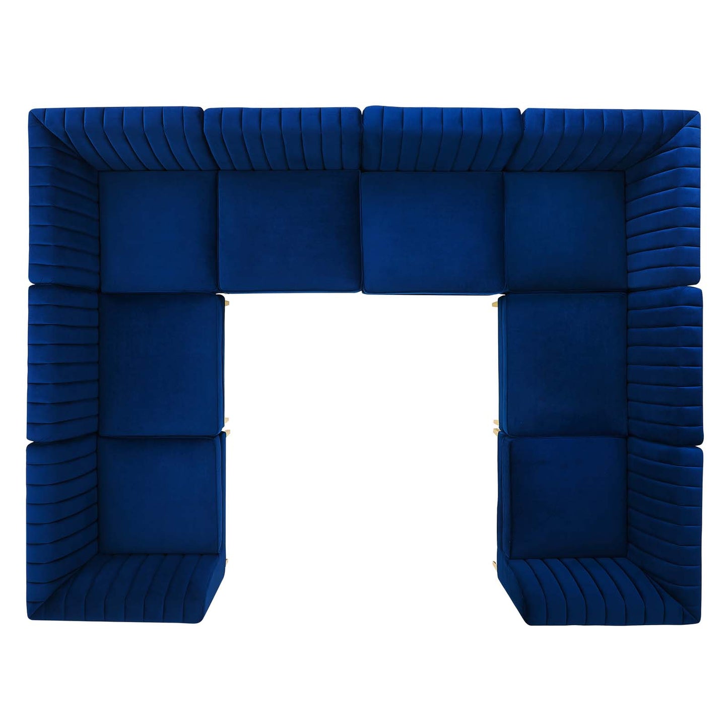 Triumph Channel Tufted Performance Velvet 8-Piece Sectional Sofa, Velvet, Blue Navy, 19819