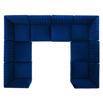 Triumph Channel Tufted Performance Velvet 8-Piece Sectional Sofa, Velvet, Blue Navy, 19819