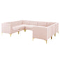 Triumph Channel Tufted Performance Velvet 8-Piece Sectional Sofa, Velvet, Pink, 19820