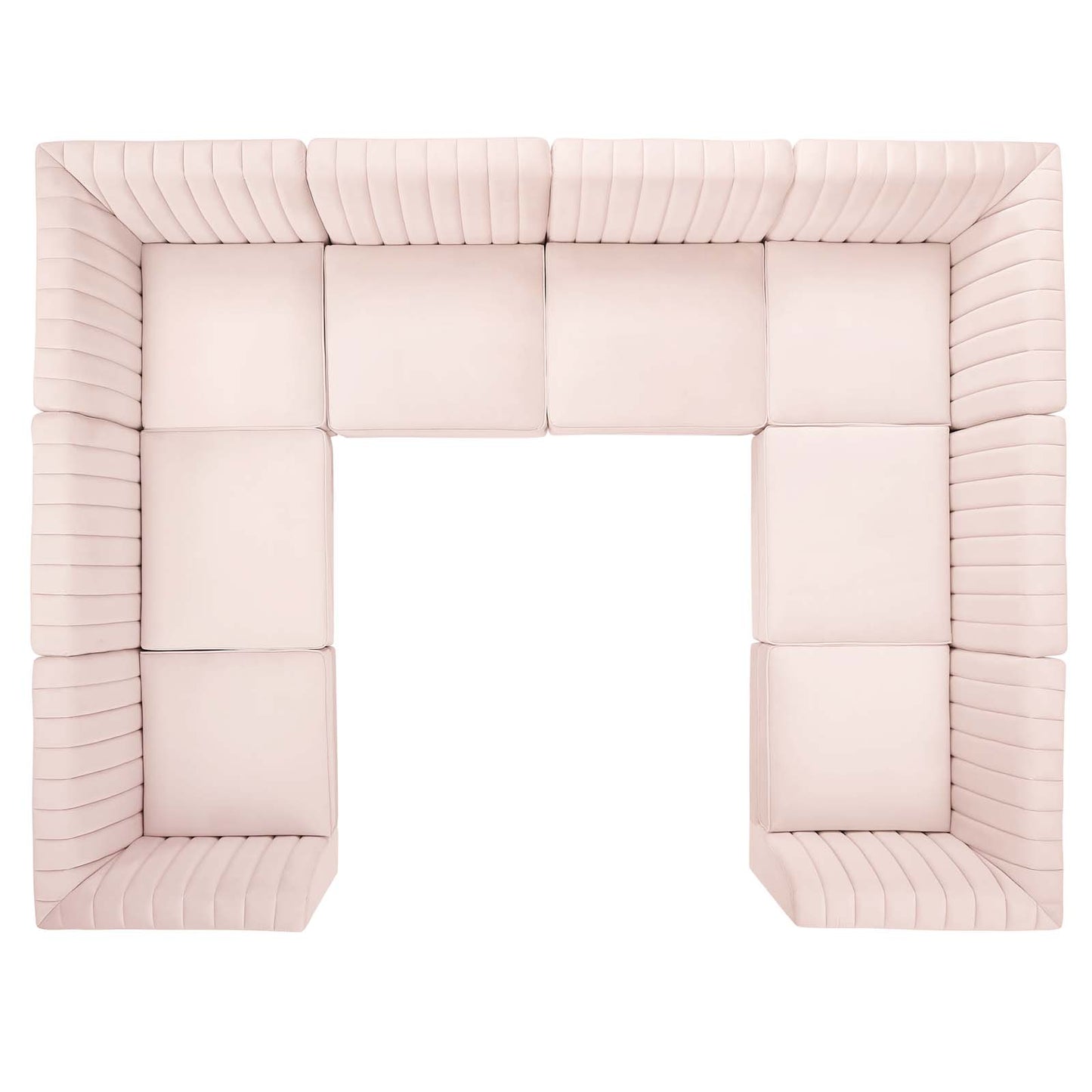 Triumph Channel Tufted Performance Velvet 8-Piece Sectional Sofa, Velvet, Pink, 19820
