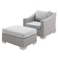 Conway Sunbrella® Outdoor Patio Wicker Rattan 2-Piece Armchair and Ottoman Set, Rattan, Wicker, Grey Gray, 19821