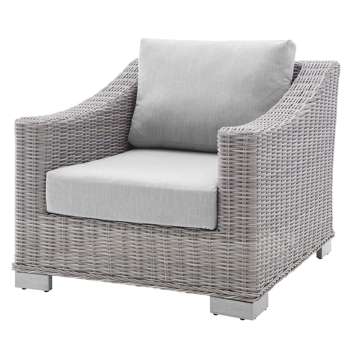 Conway Sunbrella® Outdoor Patio Wicker Rattan 2-Piece Armchair and Ottoman Set, Rattan, Wicker, Grey Gray, 19821