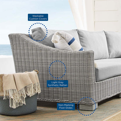 Conway Sunbrella® Outdoor Patio Wicker Rattan 4-Piece Furniture Set, Rattan, Wicker, Grey Gray, 19824