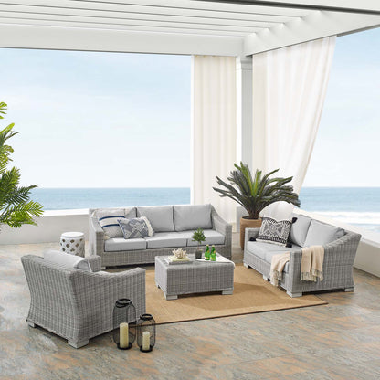 Conway Sunbrella® Outdoor Patio Wicker Rattan 4-Piece Furniture Set, Rattan, Wicker, Grey Gray, 19824