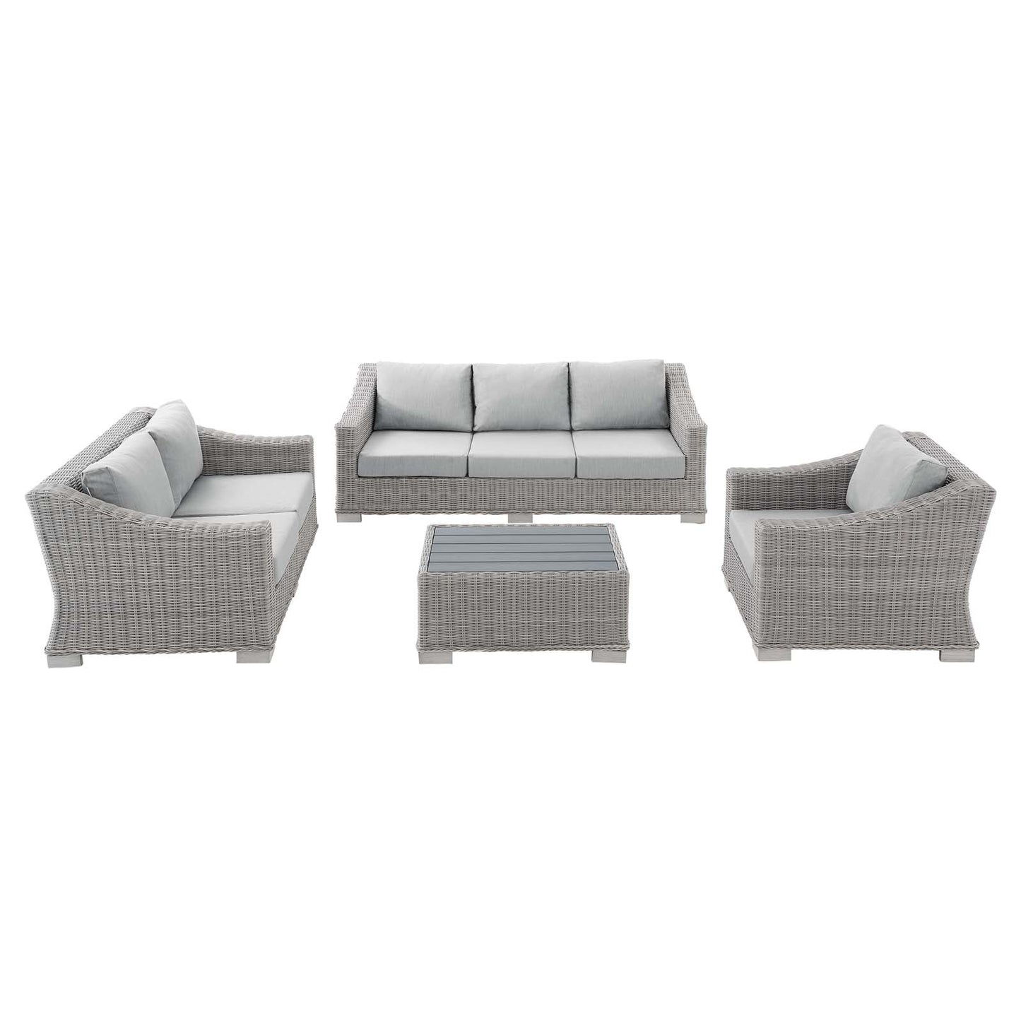 Conway Sunbrella® Outdoor Patio Wicker Rattan 4-Piece Furniture Set, Rattan, Wicker, Grey Gray, 19824
