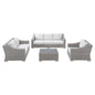Conway Sunbrella® Outdoor Patio Wicker Rattan 4-Piece Furniture Set, Rattan, Wicker, Light Grey Gray White, 19826