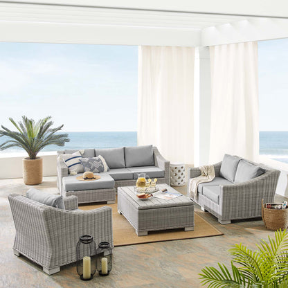 Conway Sunbrella® Outdoor Patio Wicker Rattan 5-Piece Furniture Set, Rattan, Wicker, Grey Gray, 19827