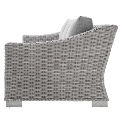 Conway Sunbrella® Outdoor Patio Wicker Rattan 5-Piece Furniture Set, Rattan, Wicker, Grey Gray, 19827