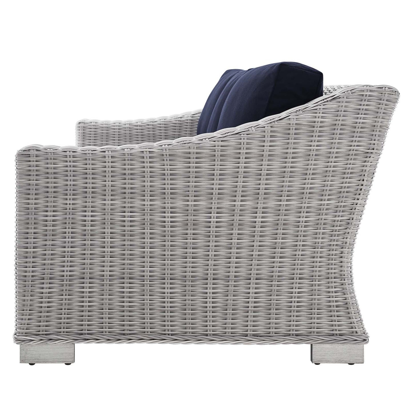 Conway Sunbrella® Outdoor Patio Wicker Rattan 5-Piece Furniture Set, Rattan, Wicker, Light Grey Gray Blue Navy, 19828