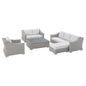 Conway Sunbrella® Outdoor Patio Wicker Rattan 5-Piece Furniture Set, Rattan, Wicker, Light Grey Gray White, 19829