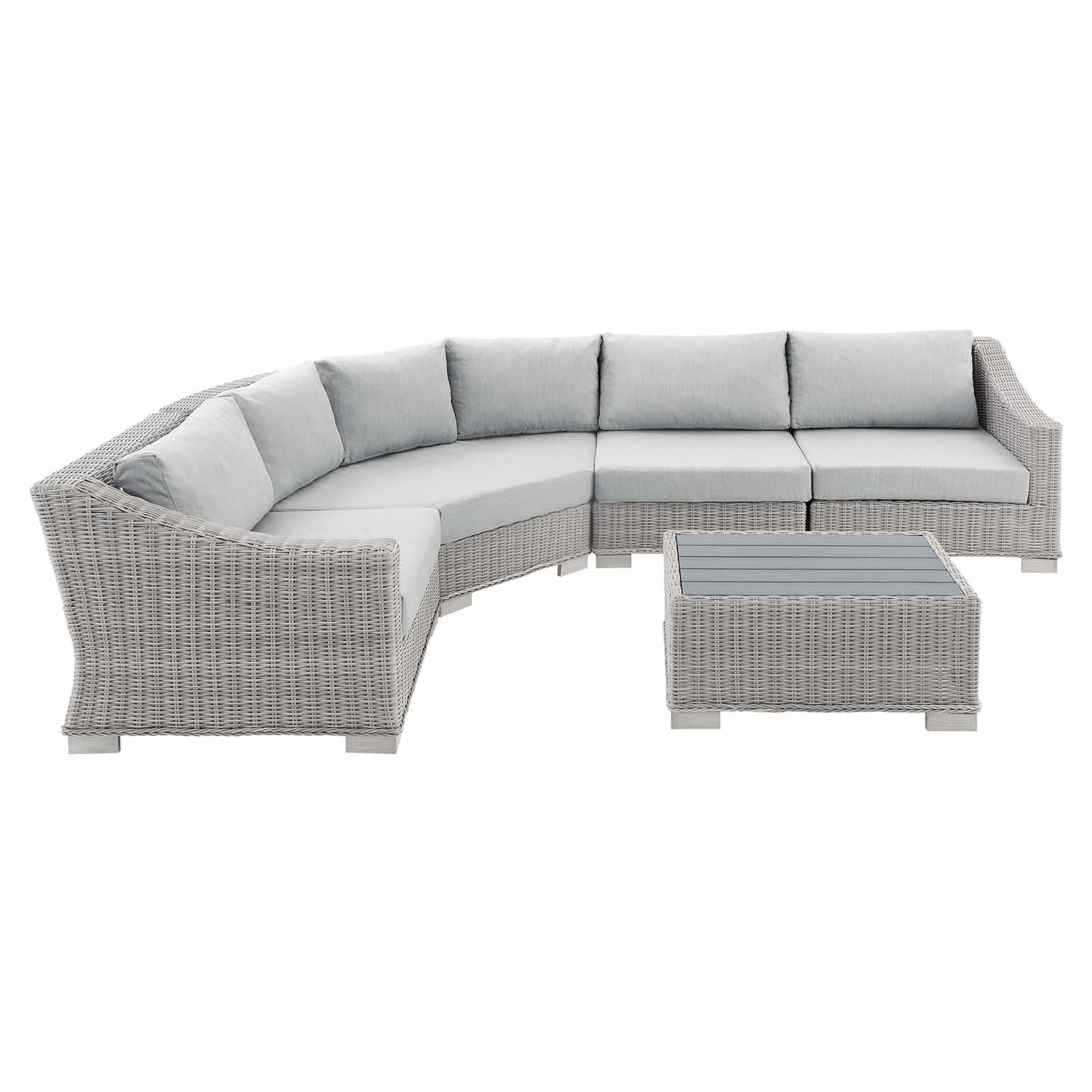 Conway Sunbrella® Outdoor Patio Wicker Rattan 5-Piece Sectional Sofa Set, Rattan, Wicker, Grey Gray, 19830