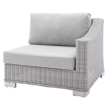 Conway Sunbrella® Outdoor Patio Wicker Rattan 5-Piece Sectional Sofa Set, Rattan, Wicker, Grey Gray, 19830