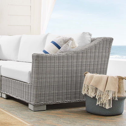 Conway Sunbrella® Outdoor Patio Wicker Rattan 5-Piece Sectional Sofa Set, Rattan, Wicker, Light Grey Gray White, 19832