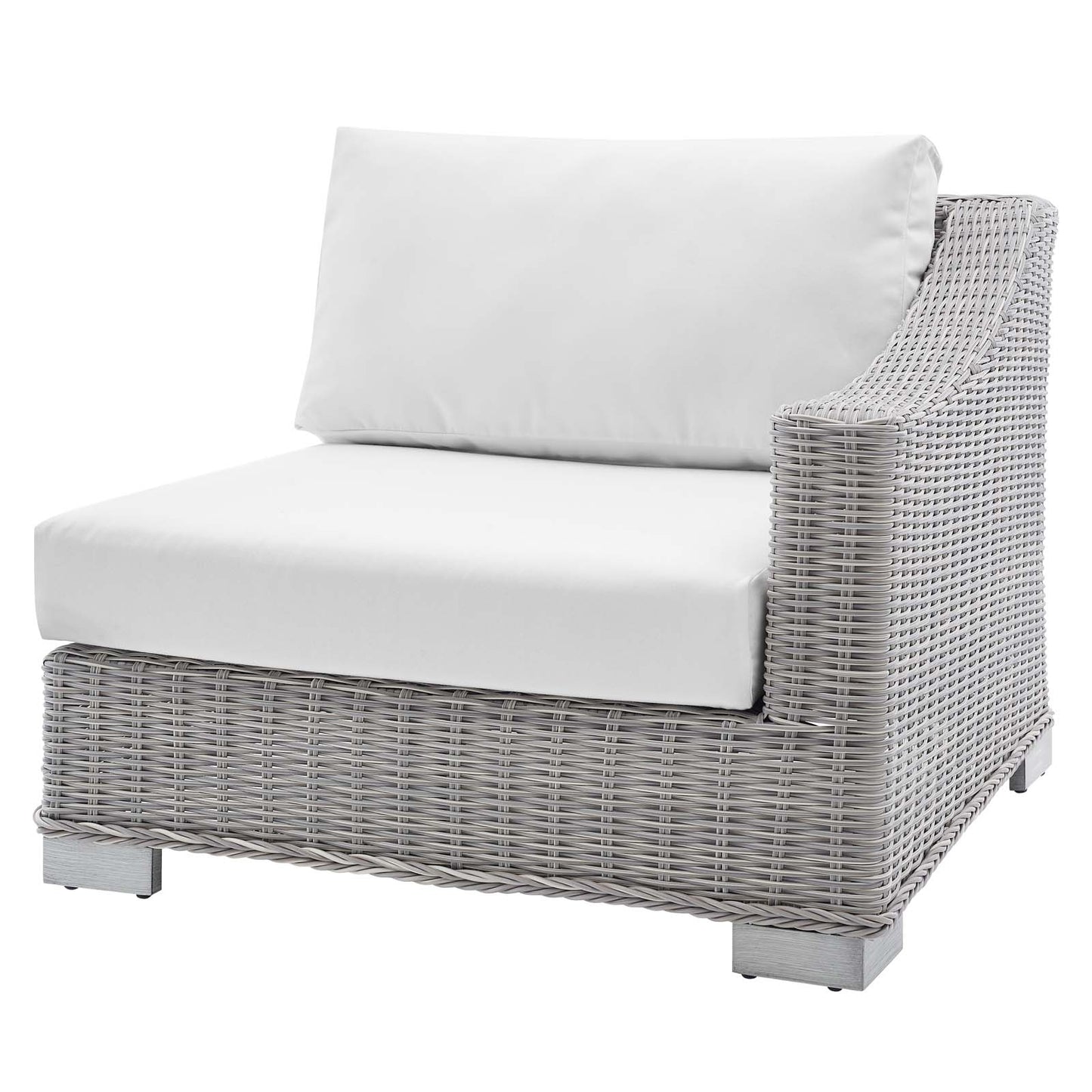 Conway Sunbrella® Outdoor Patio Wicker Rattan 5-Piece Sectional Sofa Set, Rattan, Wicker, Light Grey Gray White, 19832