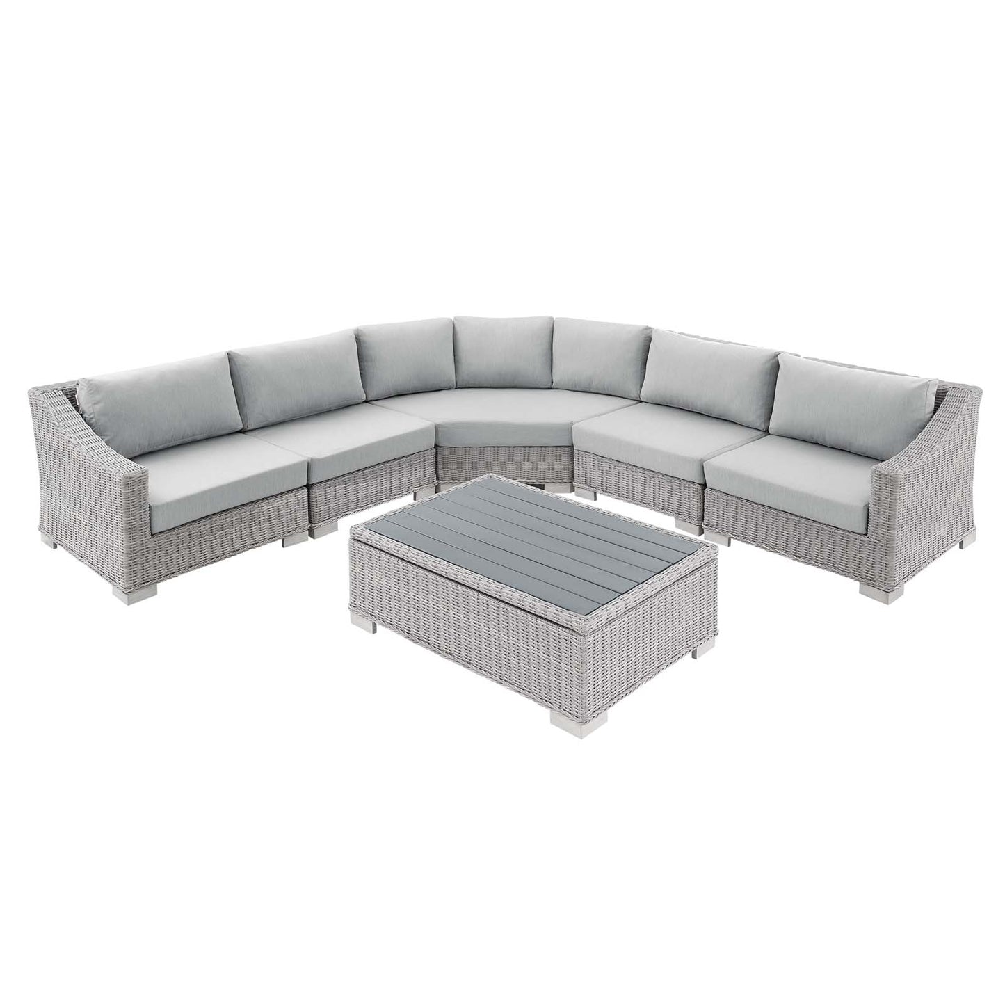 Conway Sunbrella® Outdoor Patio Wicker Rattan 6-Piece Sectional Sofa Set, Rattan, Wicker, Grey Gray, 19833