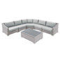 Conway Sunbrella® Outdoor Patio Wicker Rattan 6-Piece Sectional Sofa Set, Rattan, Wicker, Grey Gray, 19833