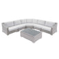 Conway Sunbrella® Outdoor Patio Wicker Rattan 6-Piece Sectional Sofa Set, Rattan, Wicker, Light Grey Gray White, 19835