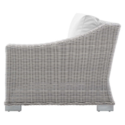Conway Sunbrella® Outdoor Patio Wicker Rattan 6-Piece Sectional Sofa Set, Rattan, Wicker, Light Grey Gray White, 19835