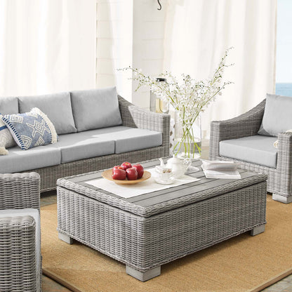 Conway Sunbrella® Outdoor Patio Wicker Rattan 4-Piece Furniture Set, Rattan, Wicker, Grey Gray, 19836