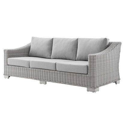 Conway Sunbrella® Outdoor Patio Wicker Rattan 4-Piece Furniture Set, Rattan, Wicker, Grey Gray, 19836
