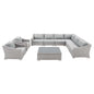 Conway Sunbrella® Outdoor Patio Wicker Rattan 9-Piece Sectional Sofa Set, Rattan, Wicker, Grey Gray, 19839
