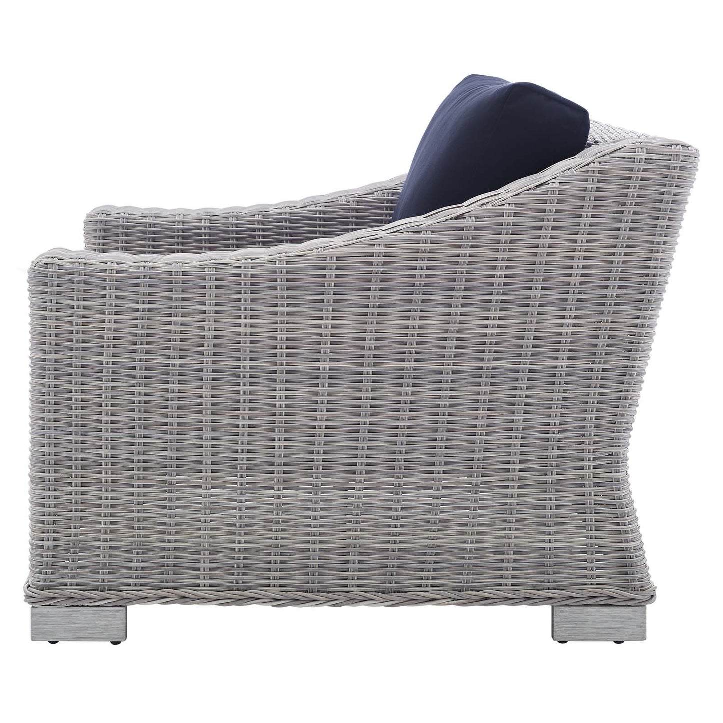 Conway Sunbrella® Outdoor Patio Wicker Rattan 9-Piece Sectional Sofa Set, Rattan, Wicker, Light Grey Gray Blue Navy, 19840