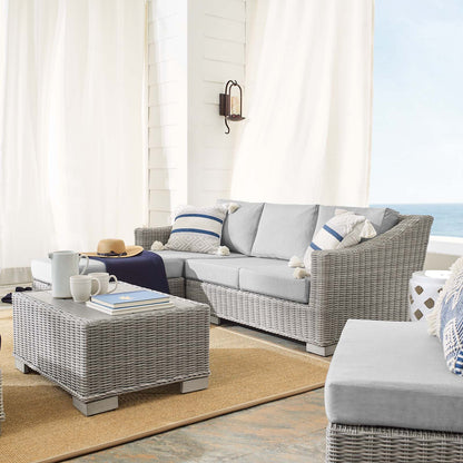 Conway Sunbrella® Outdoor Patio Wicker Rattan 5-Piece Furniture Set, Rattan, Wicker, Grey Gray, 19842