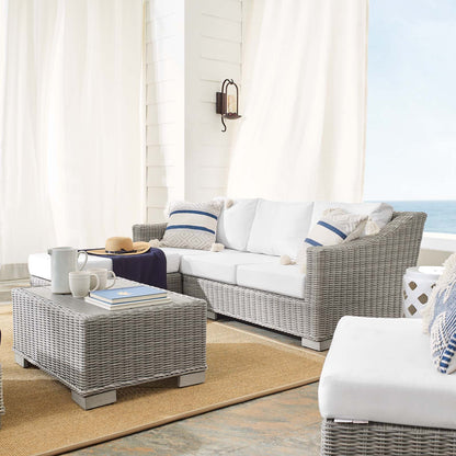 Conway Sunbrella® Outdoor Patio Wicker Rattan 5-Piece Furniture Set, Rattan, Wicker, Light Grey Gray White, 19844