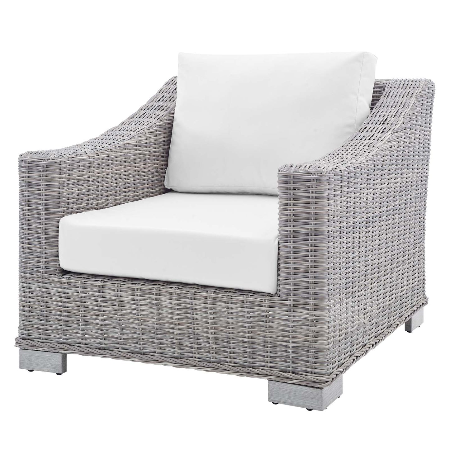 Conway Sunbrella® Outdoor Patio Wicker Rattan 7-Piece Sectional Sofa Set, Rattan, Wicker, Light Grey Gray White, 19847