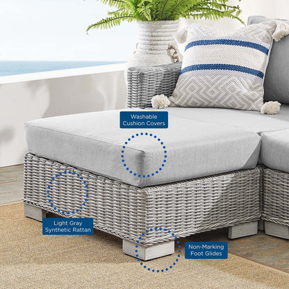 Conway Sunbrella® Outdoor Patio Wicker Rattan 6-Piece Furniture Set, Rattan, Wicker, Grey Gray, 19848