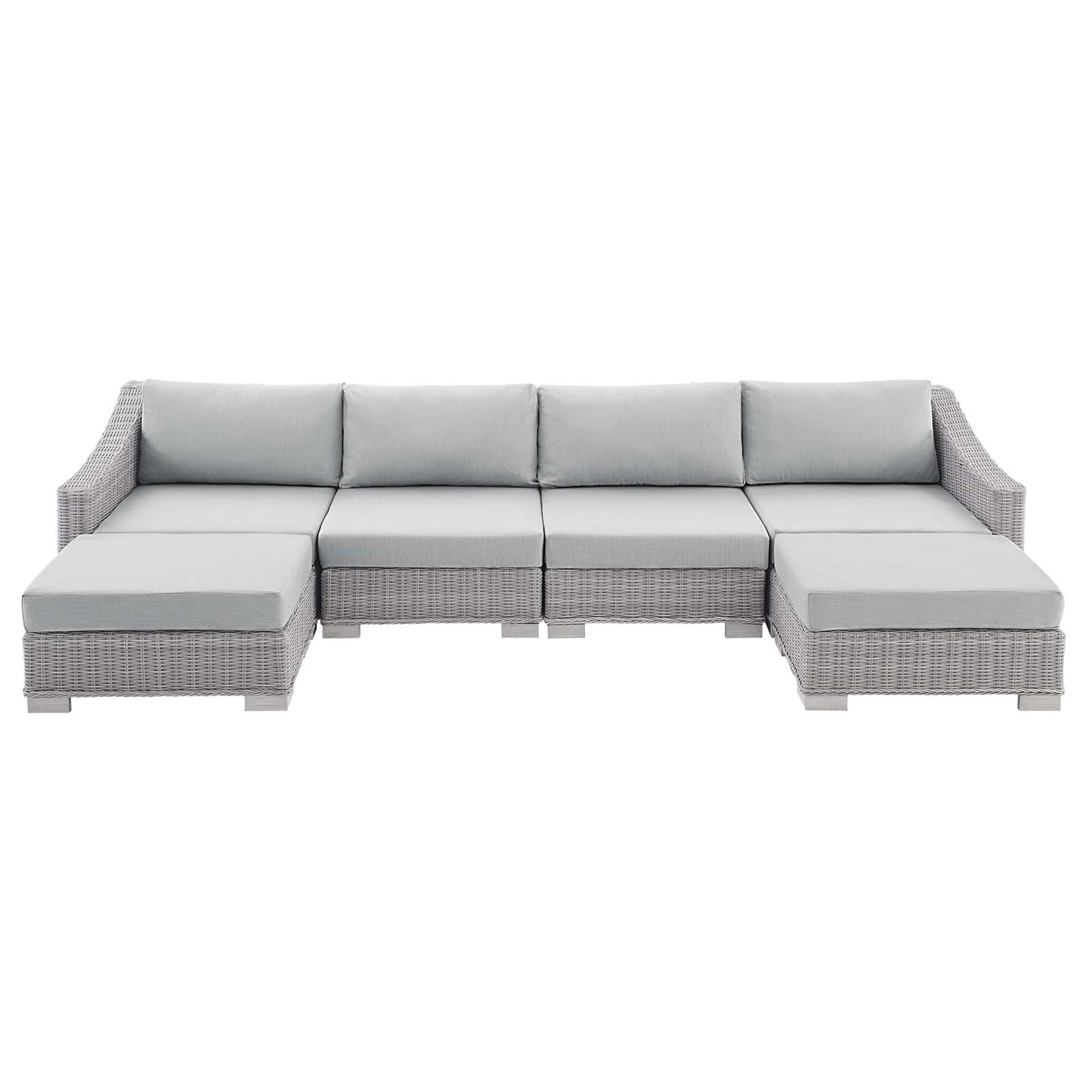 Conway Sunbrella® Outdoor Patio Wicker Rattan 6-Piece Furniture Set, Rattan, Wicker, Grey Gray, 19848