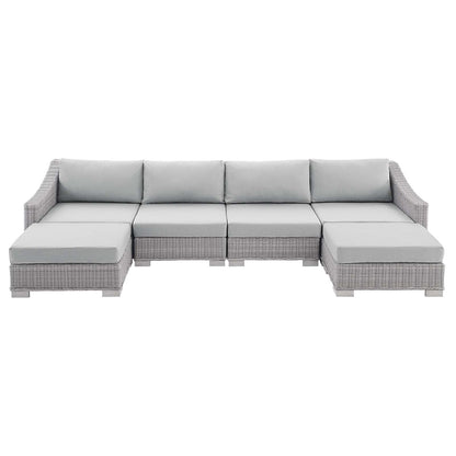 Conway Sunbrella® Outdoor Patio Wicker Rattan 6-Piece Furniture Set, Rattan, Wicker, Grey Gray, 19848