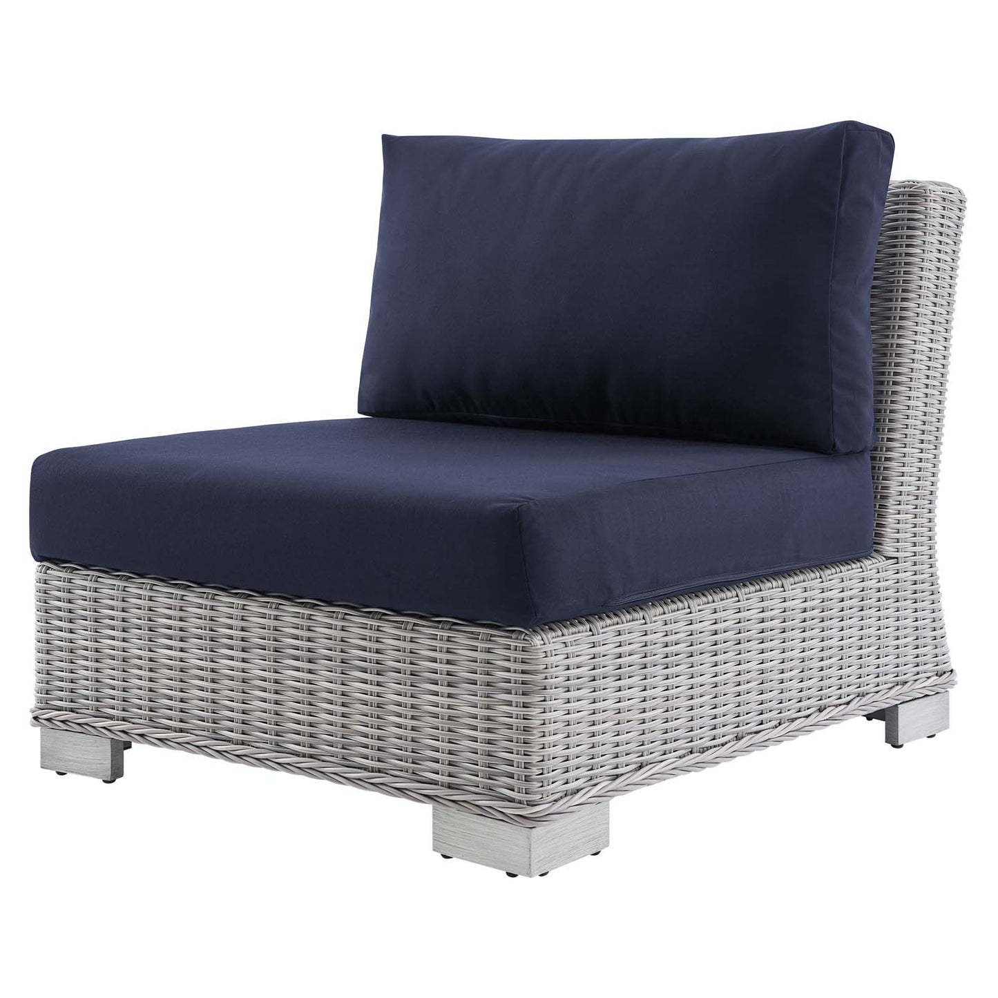 Conway Sunbrella® Outdoor Patio Wicker Rattan 6-Piece Furniture Set, Rattan, Wicker, Light Grey Gray Blue Navy, 19849