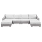 Conway Sunbrella® Outdoor Patio Wicker Rattan 6-Piece Furniture Set, Rattan, Wicker, Light Grey Gray White, 19850