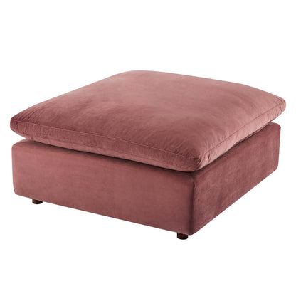 Commix Down Filled Overstuffed Performance Velvet Ottoman, Velvet, Pink, 19852
