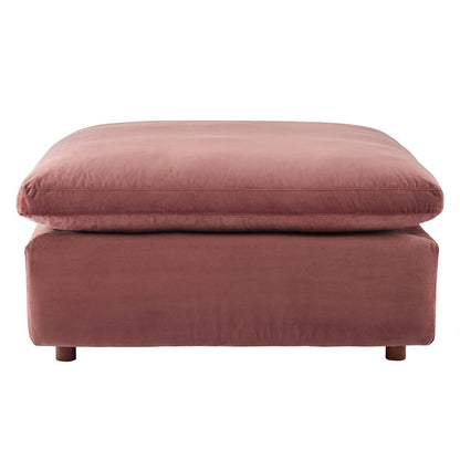 Commix Down Filled Overstuffed Performance Velvet Ottoman, Velvet, Pink, 19852
