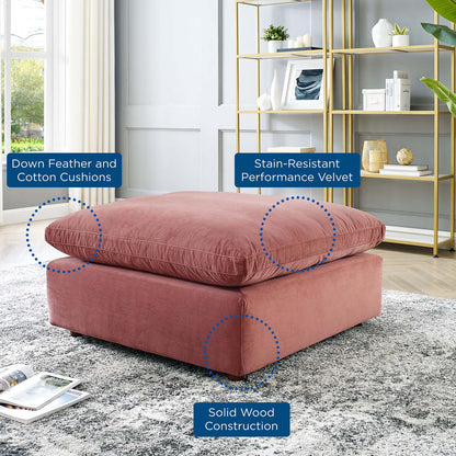 Commix Down Filled Overstuffed Performance Velvet Ottoman, Velvet, Pink, 19852