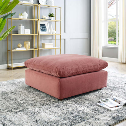 Commix Down Filled Overstuffed Performance Velvet Ottoman, Velvet, Pink, 19852