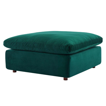 Commix Down Filled Overstuffed Performance Velvet Ottoman, Velvet, Green, 19853