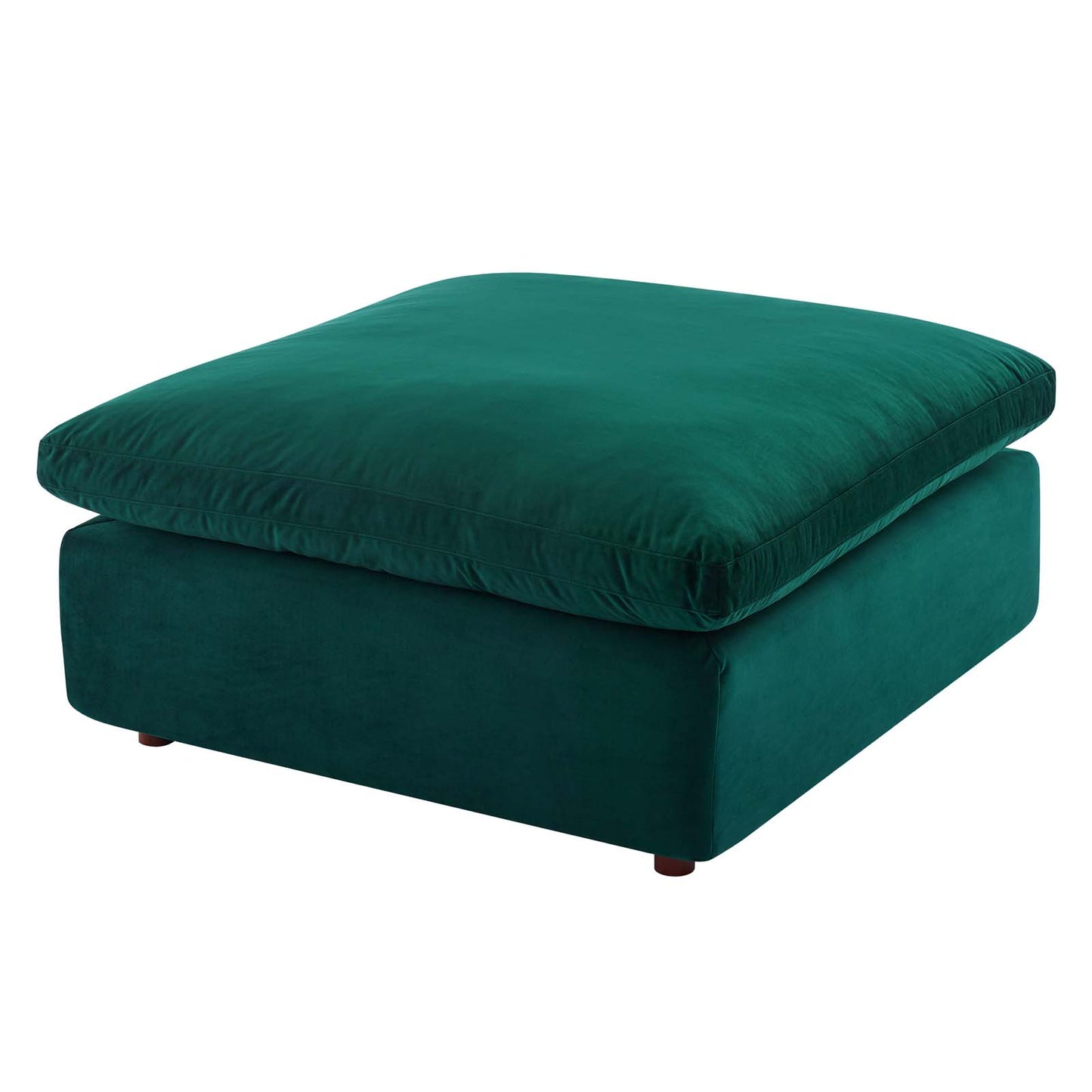 Commix Down Filled Overstuffed Performance Velvet Ottoman, Velvet, Green, 19853