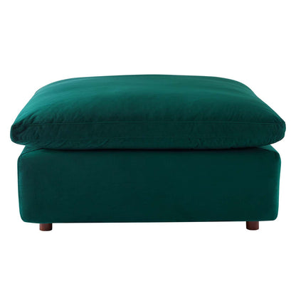 Commix Down Filled Overstuffed Performance Velvet Ottoman, Velvet, Green, 19853