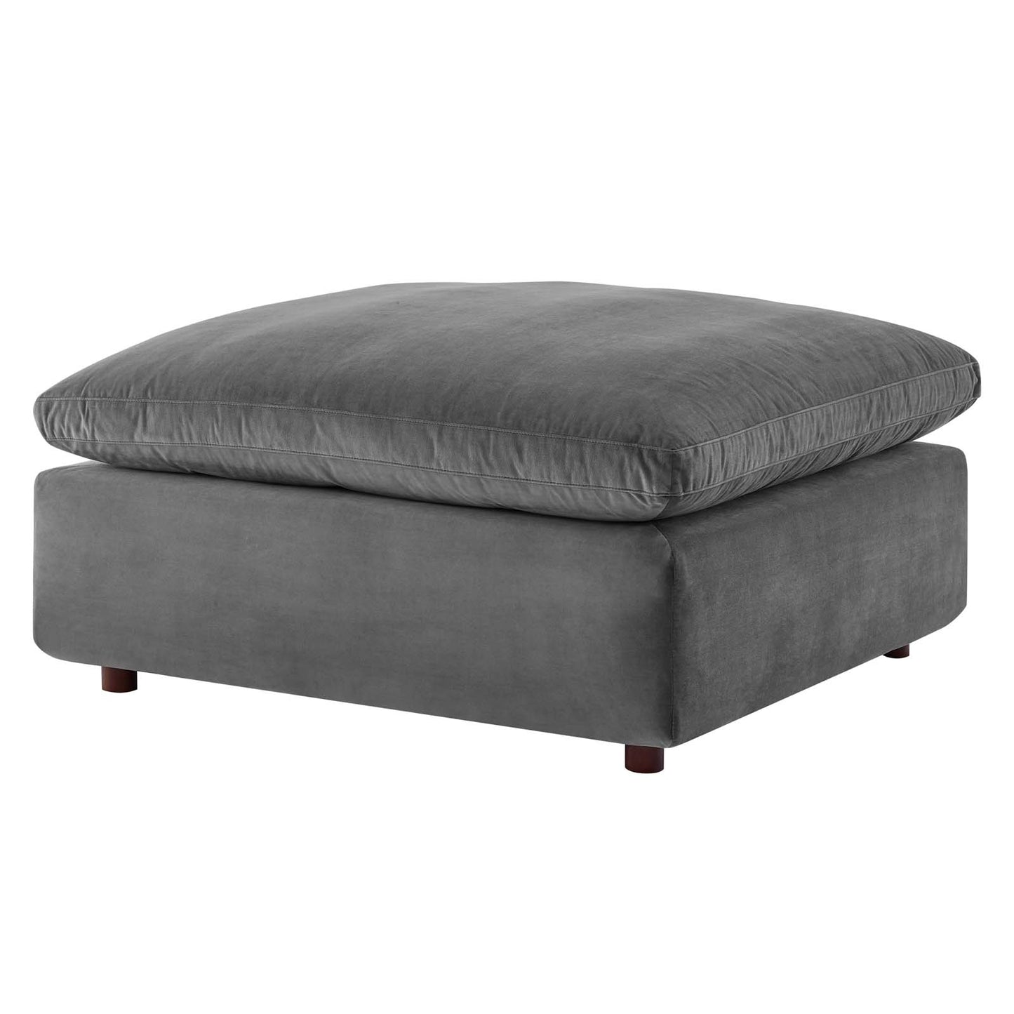Commix Down Filled Overstuffed Performance Velvet Ottoman, Velvet, Grey Gray, 19854