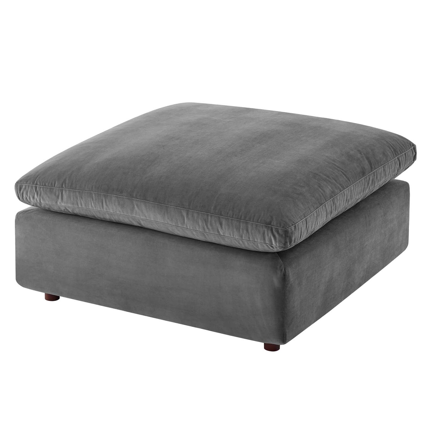 Commix Down Filled Overstuffed Performance Velvet Ottoman, Velvet, Grey Gray, 19854