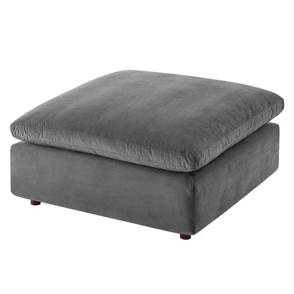 Commix Down Filled Overstuffed Performance Velvet Ottoman, Velvet, Grey Gray, 19854